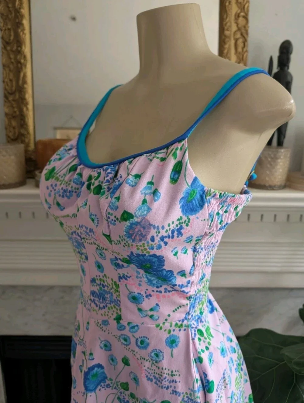 Handmade Vintage Pink Floral Sundress Size Medium Soft Girl Dress Summer Twee